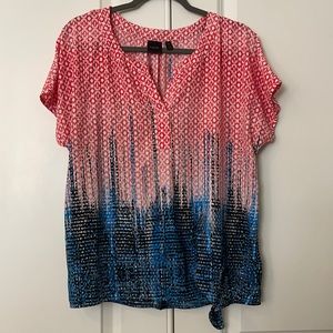Rafaella red and blue print top